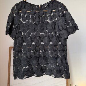 GORGEOUS Women's TARA JARMON Black Lace Sheer Webbed Top Shirt Blouse Size 38 S